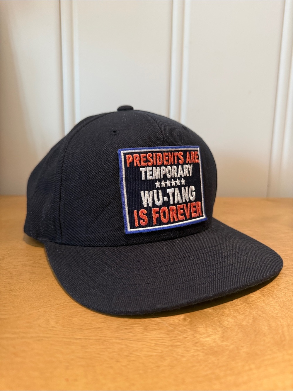 Black Baseball Cap with Rectangular Embroidered Patch